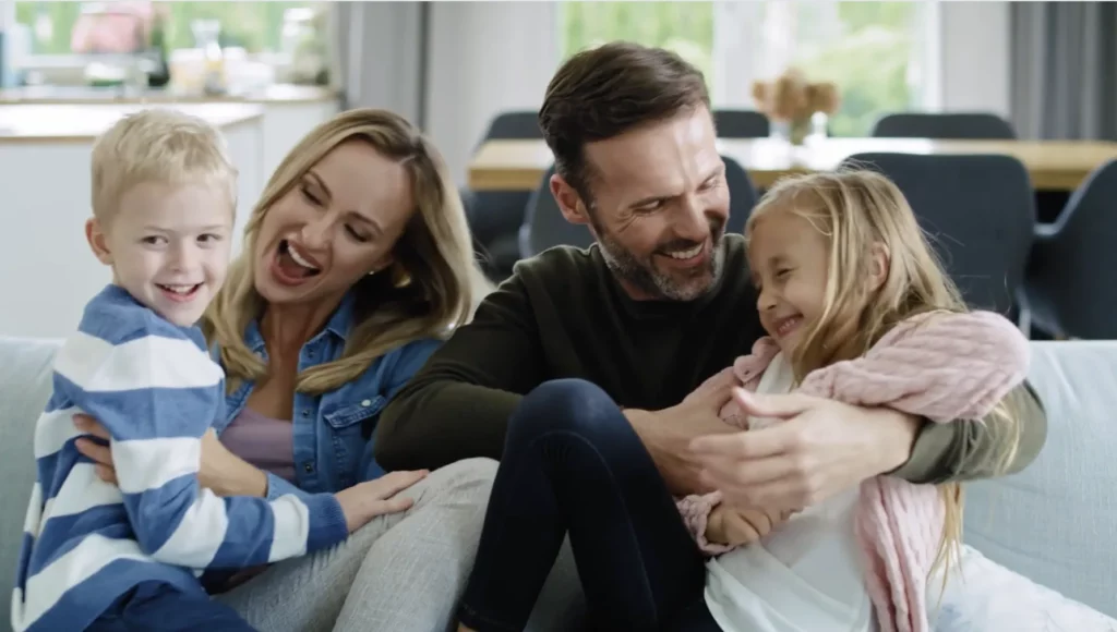 Happy family on a couch